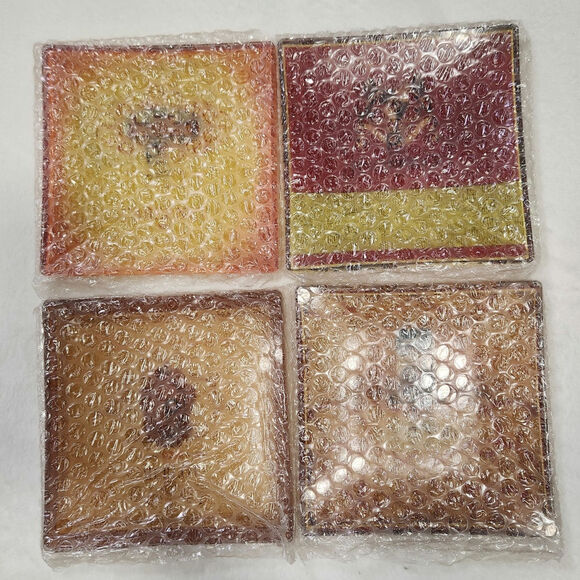 Set Of 4 glass dishes with Wine Labels 6 inches squares - Picture 4 of 4